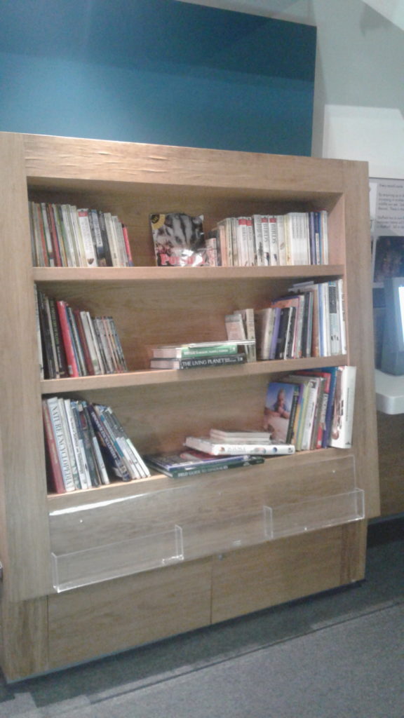 Small library of nature books at the Sheffield Museum, available to all guests for research on gallery specimens. 