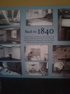 Text pannel titled 'Back to 1840' about the restoration of the ground floor